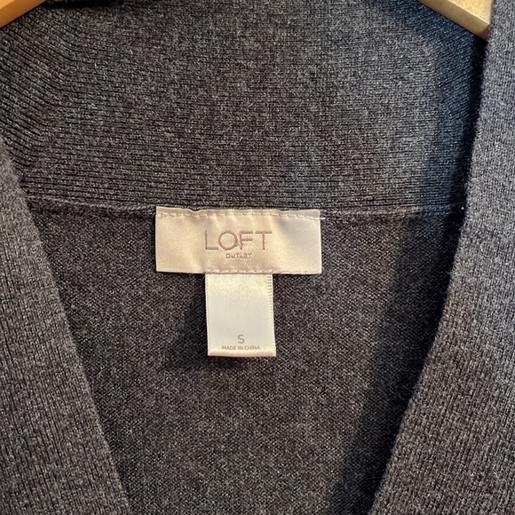 LOFT oversized sweater women’s S gray v-neck sleeveless cotton - Picture 2 of 7